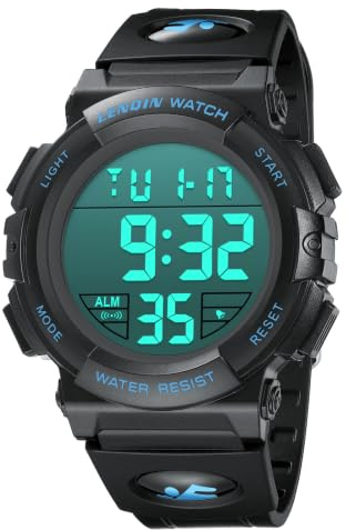 Mens Digital Sport Watches Waterproof Backlight Stopwatch Wrist Watch | Large Clear Display, Multi-Functional Sports Mode, Backlight, Stopwatch, Alarm, 12/24H