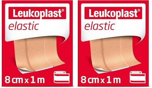 Leukoplast elastic – Cerotti non sterili- Elastici e delicate sulla pelle – Ideali per dita, gomiti, ginocchia e polsi – 8cm x 1m, 1 pezzo, Color carne​ (Confezione da 2)