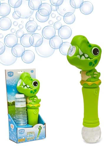 Venture Club Dino Bubble Wand for Kids, Aged 3+ | Push Button Bubble Machine, Lightweight, Bubbles for Toddlers, Garden Toys & Games for Outdoor Play, Party Fun