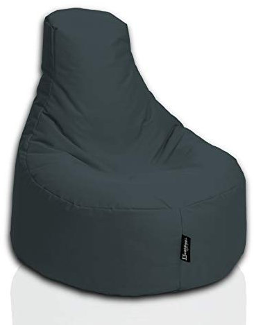 BuBiBag Sitzsack Gamer mit SCHADSTOFFFREIEN Styroporfüllung Gaming Beanbag 62 Farben Indoor Outdoor Sitzsäcke Sitzkissen Erwachsene Riesensitzsack Kinder Lounge Bodenkissen Sessel Ø(80cm) Anthrazit