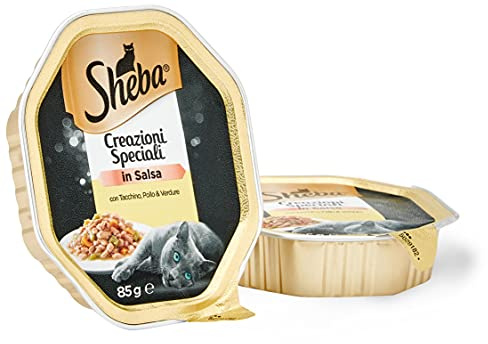 Sheba Sauce Collection in Salsa, Cibo per Gatto con Tacchino, Pollo & Verdure - 22 Vaschette da 85 g, Totale 1870 g