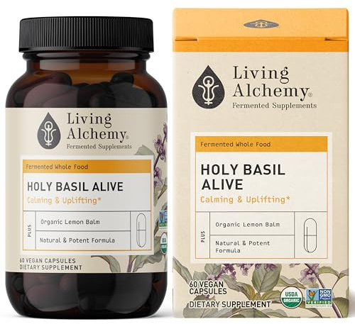 Holy Basil Supplements - Fermented Holy Basil with Natural Lemon Balm - Daily Supplements for Women & Men - Vegan, Non-GMO - Living Alchemy, 60 Pcs