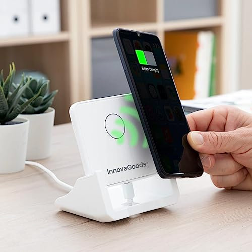 InnovaGoods® Chargeur sans Fil Multi-Position avec Support Pomchar, chargez Vos appareils sans Fil, Design Compact et léger, idéal pour la Maison et Le Bureau.