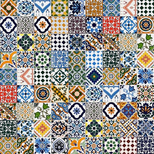 100 Mattonelle Premium Selection in Ceramica Smaltata - Rainbow Colors - 10x10 cm spessore 0,6 cm - Mattonelle Tunisine realizzate con Serigrafia Artigianale - Adatte a rivestimento