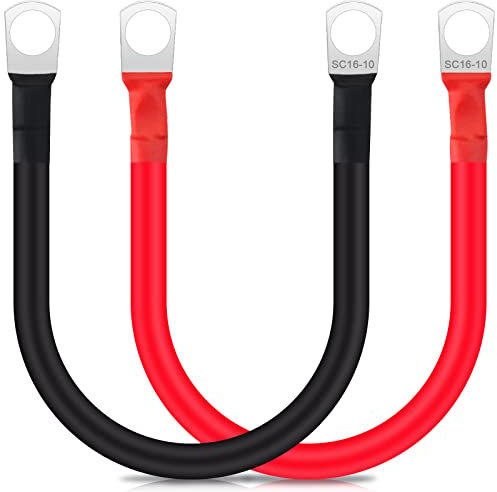 Bolatus Batteriekabel 15cm 5WAG/16mm² Batterie-Kabel 12V Kupferkabel Kupfer Stromkabel mit SC16-10 Ringklemmen Autobatterie Kabel KFZ Kabel für LKW Motorrad Solar Wohnmobil Marine