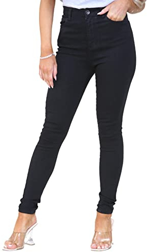 BRAND KRUZE Womens High Waisted Skinny Jean Stretch Flex Denim Jeans Pants KZL110 Jeans Black 12