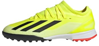 adidas Unisex – Barn X Crazyfast League Turf Boots, Solar Yellow/Core Black/Cloud White, 32 EU