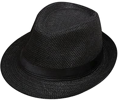 Boolavard Niños Niñas Niños Verano Fedora Sombrero de Paja ala Ancha Floppy Playa Visera Sombrero (Negro)