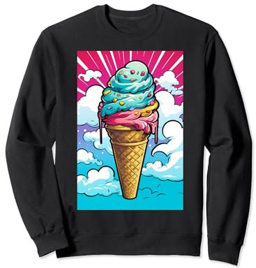 Gaufrier glacé cornet de glace glace pop art vintage rétro glacé café glacé Sweatshirt