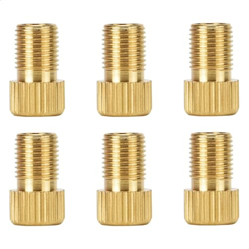 PILCIDO 6 PCS Brass Presta to Schrader Valve Adapters - Easily Inflate Tires with Standard Bike Pumps, Air Compressors, and More - Essential Bicycle Tools and Accessories