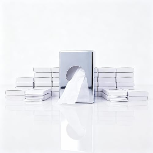 PE-Hygienebeutel Set mit Kunststoffspender, Hygienebeutelspender für Damenbinden und Tampons, hygienisch und diskret, in Weiß und Chrom (Chromoptik)