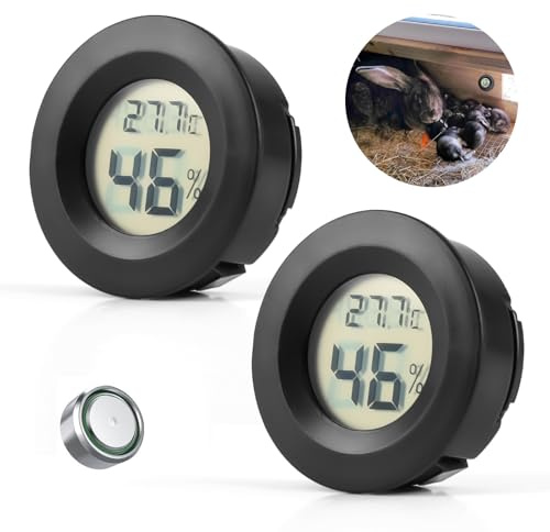Thermomètre hygromètre numérique LCD pour reptile, humidificateurs pour serre, déshumidificateurs, sous-sol, chambre de bébé, bureau à domicile, commutables Celsius/Fahrenheit Noir (2)