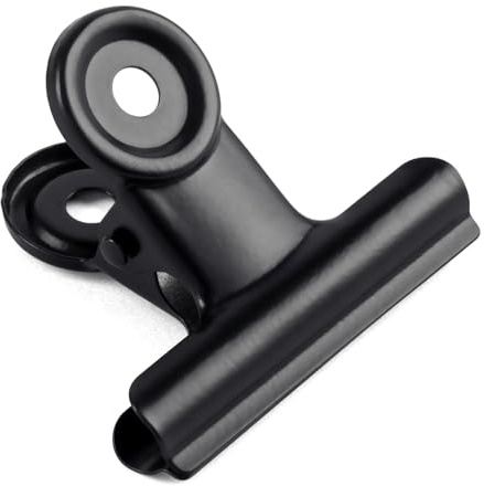 GUOKOFF 63mm Bulldog Clip,12 Piezas Grande Bulldog Clip, Pinza Bulldog Binder Clip, Metal Bisagra Clip para Oficina Escuela (Negro)