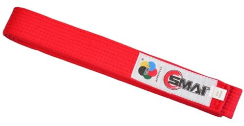 TEKKA BUDO SMAI Ceinture de compétition WKF - Ceinture de karaté - Bleu, rouge - Longueur de 240 à 320 cm - Sangle de karaté - Rouge - 300 cm