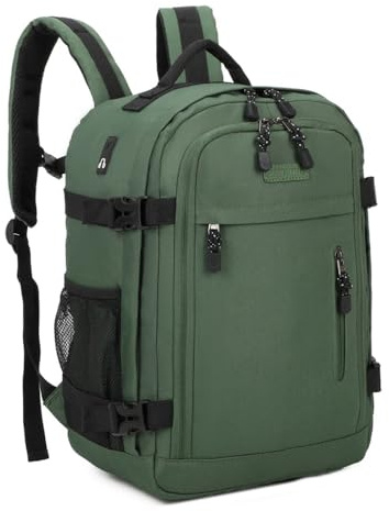 RAYKONG Mochila Cabina Ryanair 40x20x25cm (20L) | Mochila Viaje Avion Impermeable | Equipaje de mano Resistente | Mochila Para Senderismo | Escolar | Trabajo | Verde