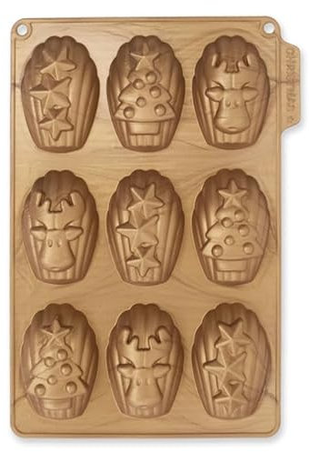 CÉCOA • Moule à Gâteau de Noël • 9 Madeleines • 100% Silicone • Moule à Chocola de Noël • Haute Qualité • Anti-Adhésif • Sans BPA • Cuisson Parfaite et Démoulage Facile