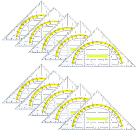 IETWATE 10 stycken geodtriangel med handtag, 16 cm triangel, liten, transparent triangel, stor av plast, okrossbar, geodisk flexibel, för designer, målning, studenter, kontor, skola