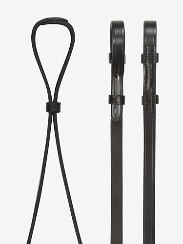 LeMieux Curb Rein - Narrow Rein For Double Bridle - Brown/Silver - Full