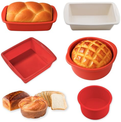 5 Stück Silikon Bbackform，Silikon Backformen Set，für Gebäck Brot Backen, Antihaft & Wiederverwendbare