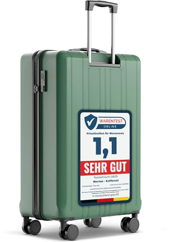 Wertes Koffer Groß 77cm - 100L - TSA Schloss Hartschalen Koffer mit Doppelrollen, Reisekoffer, Trolleys, Reisekoffer mit Rollen