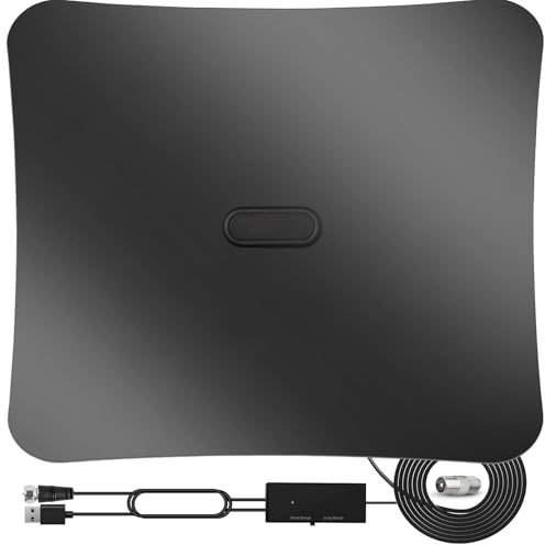 Antenna TV Interna, Digitale Antenna per Smart TVs(DVB-T2), Supporta Ricezione Canali Gratuiti in 4K/1080P, con Amplificatore potente, Cavo Coassiale 5 m e Connettore Maschio Tipo F