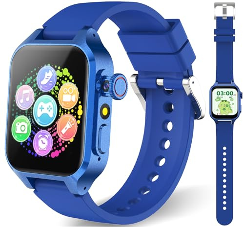 Reloj inteligente para niños con 32 juegos, cámara telescópica, podómetro, alarma, video, música, audiolibro, tarjeta de aprendizaje, control parental, reloj de pulsera para niños de 4 a 12 años