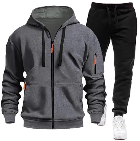 Generico Tuta Uomo Completa Leggero Cotone Felpa Con Cappuccio E Zip E Pantaloni Completo Set Tracksuit Suit Casual Sportivo Tute Da Lavoro Taglie Forti Firmate Tuta Ginnastica Casa Running Outwear