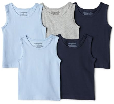 Amazon Essentials Camiseta Interior de Tirantes de Punto de Algodón Niños, Pack de 5
