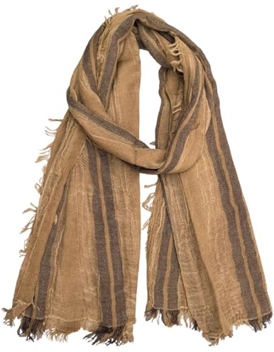 silk seduction Artistic Retro Cotton And Linen Scarf, Plain Tie Dye Gradient Autumn And Winter New Soft Cotton Shawl (Shallow camel)