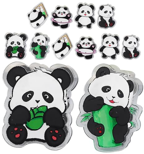 Cabilock 12 pièces Pinces Multifonctions Acrylique Panda Adorables Clips Photo et Dossier Petites Pinces Rigides pour Papier et Organisation Bureau Lot de Clips Cartoon Résistants et