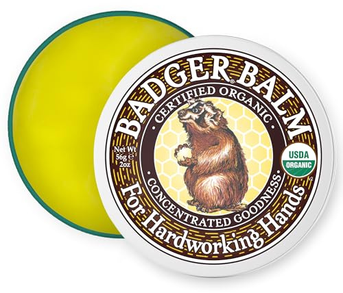 Badger Healing Balm, Hard Working Hands Cream, Organic Hand Cream for Dry Cracked Hands, Long Lasting Hand Moisturizer/Dry Hands Treatment, 2 oz Tin