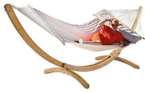 Hängematten Set mit Hängemattengestell und American Hammock Lifestyle beige