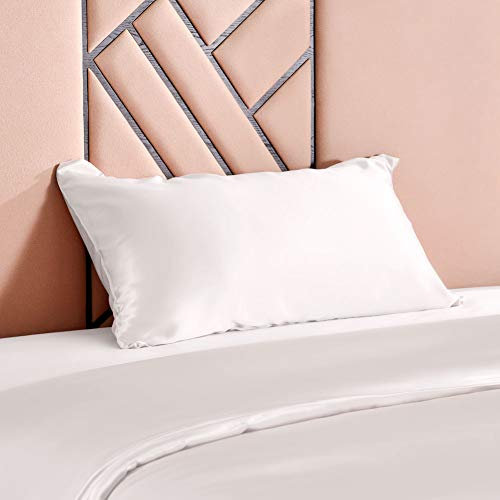 THXSILK Luxus 100% 19 Momme Seide Kissenbezug Kissenhülle mit Reißverschluss - Seide Kissen Bezug - Super Weich und Glatt Seidenkissenbezug (40x60cm, Weiß)