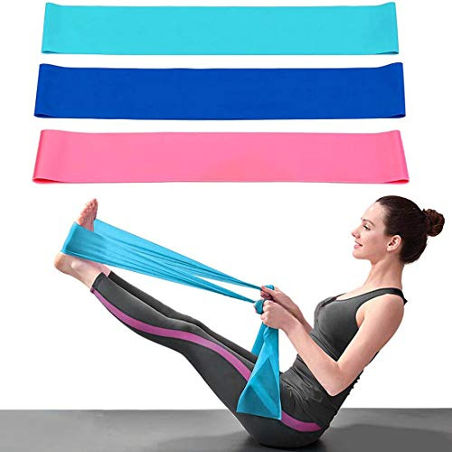 3 Pezzi Banda Elastici Fitness di Resistenza, 1,5M Fasce Elastiche 3 Livelli di Resistenza, Fascia di Allenamento Elastica Esercizi per Pilates Yoga