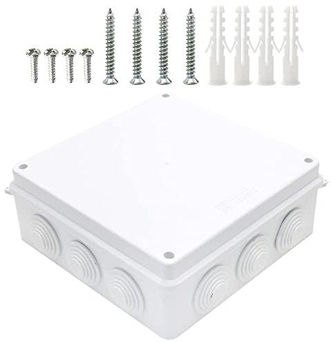 MAKERELE IP65 Junction Box ABS Plastic Waterproof Project Box,Electrical Power Cord Encloure Universal Project Box White 7.9”×7.9”×3.1”inch(200×200×80mm)