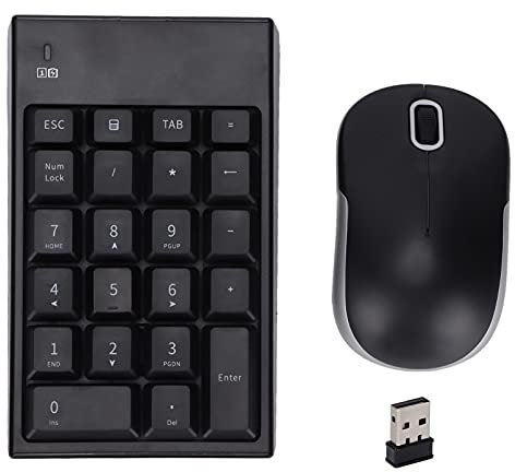 Wireless Numeric Keyboard Mouse Set, 22 Keys Wireless Numeric Keypad,3 Buttons Sensitive Computer Mice,Financial Accounting Number Keyboard for Home Office