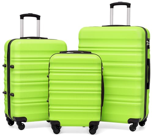COOLIFE 3 Piece Hardshell Luggage Set, Suitcase Set with Smooth 4 Wheels