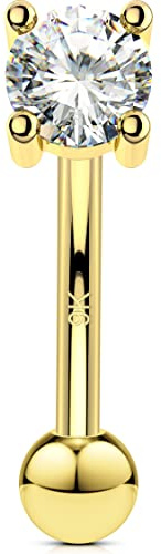 OUFER Piercing de oro de 9 quilates con forma de corazón, 16 g, para cejas, hélix, conque, cartílago, pequeña barra curvada, labreto, banana, tragus, regalo para mujeres y hombres, 8 mm