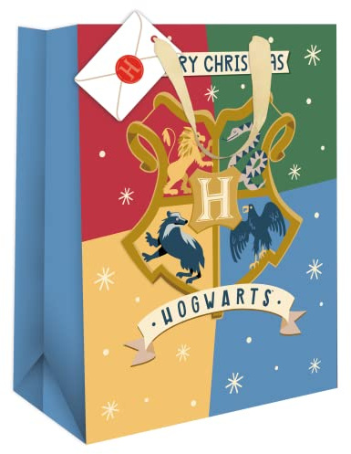 Danilo Promotions Limited - Borsa regalo di lusso ufficiale Harry Potter, Hogwarts, Harry Ron ed Hermione, borsa regalo di Natale, Hogwarts Wrap
