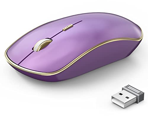 JOYACCESS Silent Wireless Mouse - 2.4G Portable & Ergonomic with 5 DPI Levels for Desktop, Notebook, PC & Laptop (Purple)