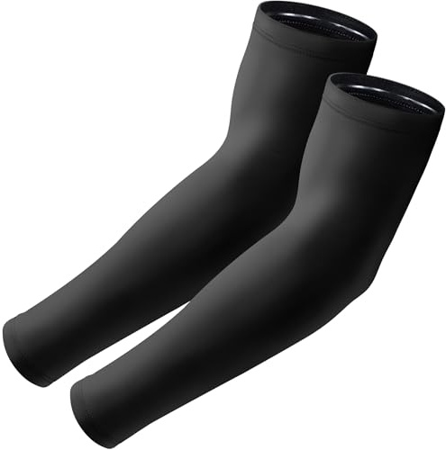 Aprilswan Arm Sleeves, UV Sun Protection Sports Non Slip Compression Cover for Men/Women 1 Pair Black