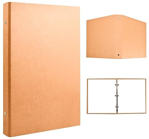 2 Stücke A5 Ringbuchordner, Kraftpapier-Einband, Ringordner A5 Nachfüllbar 3 Ringe, Lose BläTter Notizbuch Abdeckung, Metall-Drei-Loch-Binder für Tagebuch Scrapbook Schule Büro Reise (B)
