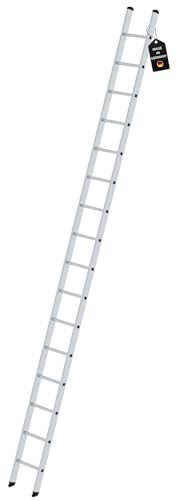PROREGAL Sprossen-Anlegeleiter 350mm ohne Traverse Made in Germany | 16 Sprossen | Arbeitshöhe 5,4m | Traglast 150kg | Alu | Leiter, Trittleiter, Bockleiter, Sprossen-Doppelleiter