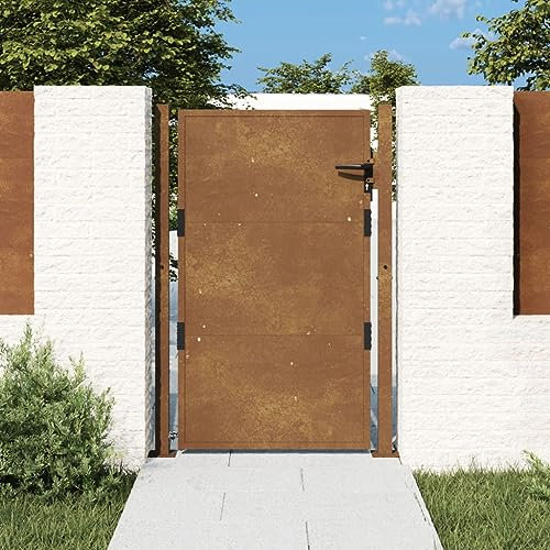 BaraSh Garden Gate 105x155 cm Corten Steel,Garden Gates High galvanised wrought iron metal swing gate