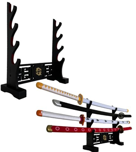 Dfdvye Katana Support Samurai Sword Présentoir Mural Wakizashi Velours Rembourré Zoro Épée Cosplay Demon Slayer Arme Présentoir 4 Niveaux
