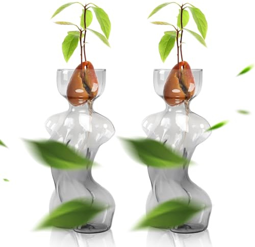 CYZglass Propagation Vases for Plants Plant Propagation Jars Unique Body Avocado Vase Glass Planter Perfect for Seed Starting Water Rooting and Home Decor Gift for Father