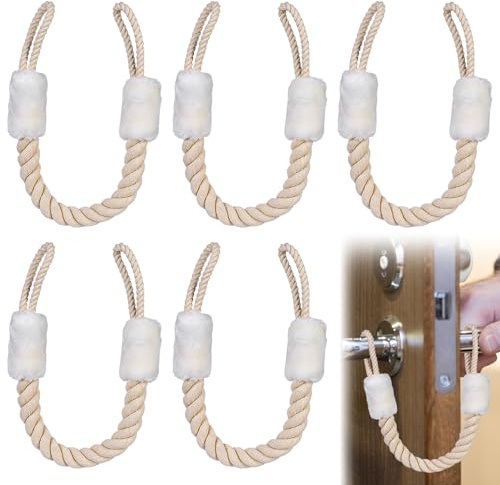 5 Stück Türkordel Klemmschutz, Baumwolle Türstopper Klinke Klemmschutz Kordel, Türkordel Weiß Türseil Klinke 60cm Türstopper Klinke Kordelfür den Schutz von Schränke Türen und Fensterund Kinder