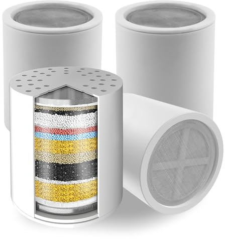Voolan 4 Confezioni di Cartucce di Ricambio per Filtro Doccia, Filtro per Doccia con Acqua dura a 20 Stadi per Rimuovere Cloro e Metalli Pesanti, Addolcimento Dell'acqua