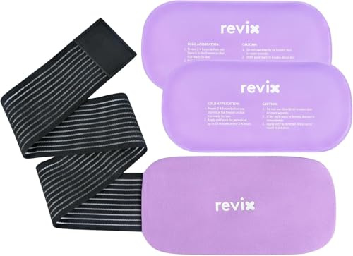 REVIX 2-pack gelkylklampar återanvändbara med mjukt fodral, 25 cm x 12,7 cm fleranvändning kylpaket för skador, varma och kalla gelpaket för armbåge, hals, rygg, axlar, anklar, lila