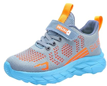 Zapatos de senderismo para niños y niñas, antideslizantes, suaves, flexibles, estables, para el tiempo libre, para niños, deportes, correr, para interiores, zapatillas de tenis, gris, 34
